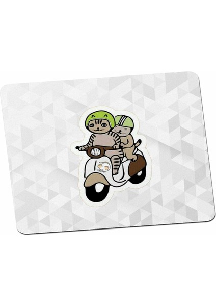 Tatlı Kedi Vespa Motorcu Sevgiliye Hediye Mouse Pad