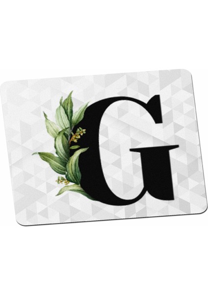 G Harfi Yeşil Yapraklı Mouse Pad