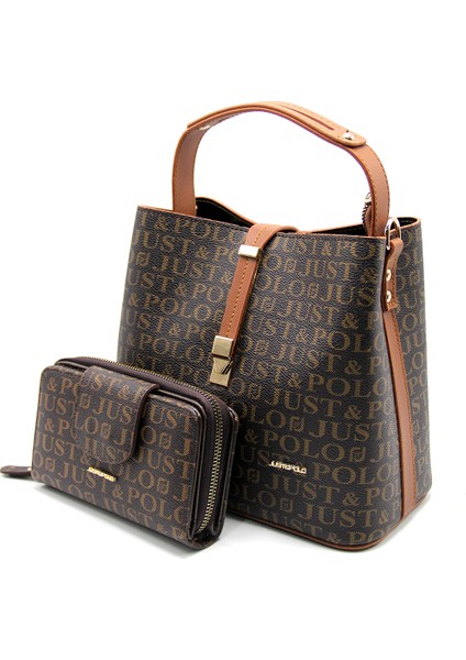 Kadın Kahve Taba Çanta Cüzdan Kombini TM1022