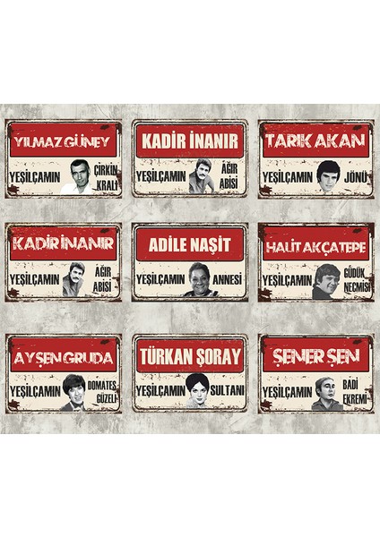 Yeşilçam Plaka Görünüm Retro Ahşap Poster Set