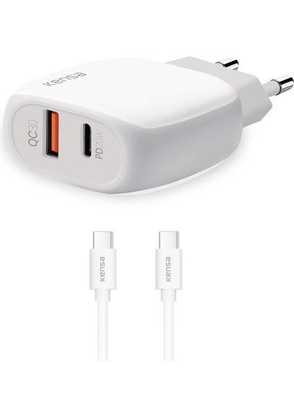 Kensa PW-200 Pd Typ-C Totyp-C Qc 3.0A 20W Hızlı Şarj Aleti