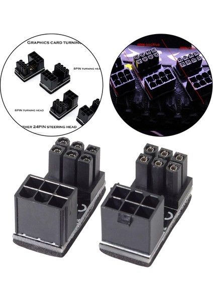 4-Pack Gpu 180 Derece Açı Adaptörü Masaüstü Grafik Kartı Için 6pin 8 Pin (Yurt Dışından)