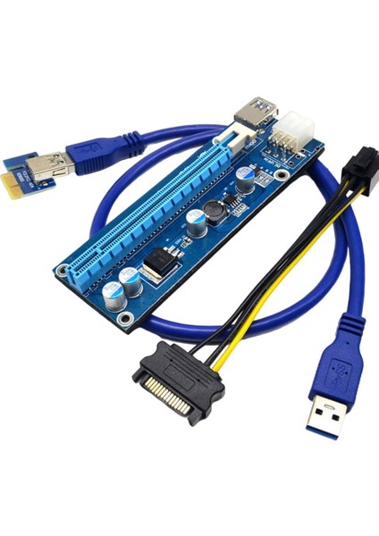 6pack Pcı-E Rıser 1x Ila 16X6PIN Grackıcs Uzatma Kartı Adaptörü Kablosu (Yurt Dışından)