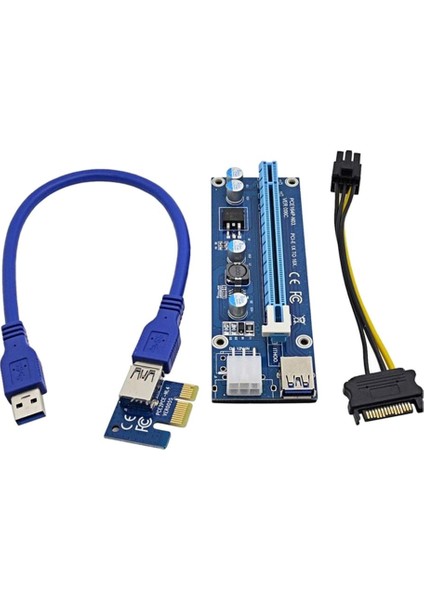 6pack Pcı-E Rıser 1x Ila 16X6PIN Grackıcs Uzatma Kartı Adaptörü Kablosu (Yurt Dışından)