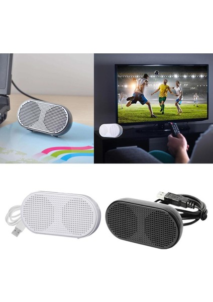 2x Mini USB Stereo Hoparlör Çift Boynuz Üniteleri Dahili Ses Kartı Dekoder Siyah (Yurt Dışından)