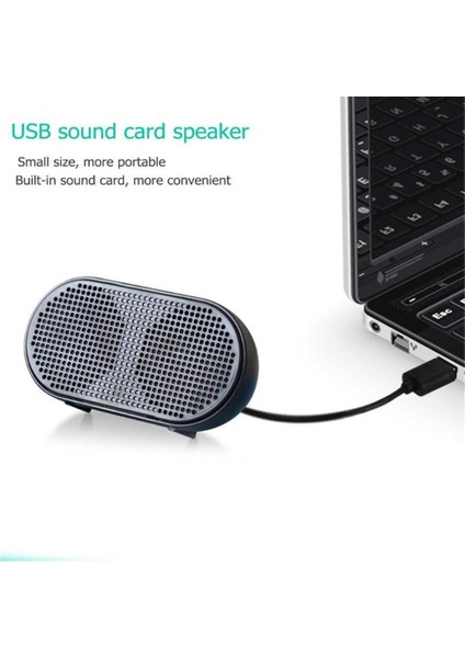 2x Mini USB Stereo Hoparlör Çift Boynuz Üniteleri Dahili Ses Kartı Dekoder Siyah (Yurt Dışından)