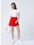 Lastikli Basic Düz Kırmızı Kadın Şort - YING 1