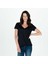 Kadın Derin V Yaka T-Shirt - Siyah 1