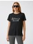 2YAK13713EK Yuvarlak Yaka Kısa Kollu Normal Kalıp Siyah Kadın T-Shirt 3