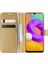 Samsung Galaxy M22 Kılıf Delux Leather Wallet Gold 1