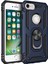 Apple iPhone 8 Kapak Military Yüzüklü Stantlı Panzer Tank Kılıf - Lacivert 1