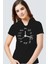 Saat Kaç Siyah Kapşonlu Kısa Kollu Kadın T-Shirt 1