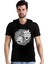 Dönen Kafalar Siyah Kapşonlu Kısa Kollu Erkek T-Shirt 1