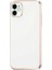 Casestreet Apple iPhone 12 Kılıf Bark Parlak Silikon Renkli Kenarları Rose Beyaz 1