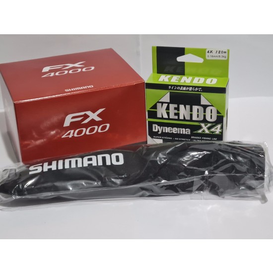 Shimano Fx 4000 Spin Olta Makinesi + Kendo Dyneema 4 Kat 120MT Örgü Ip + Melafısh Ayarlanabilir Spin Kamışını Koruma Taşıma Kılıfı