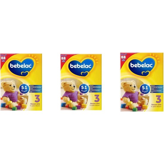 Bebelac 3 Toz Devam Sütü 800 gr 3 Kutu 12 Aydan Sonra Bebekler İçin Zengin İçerik