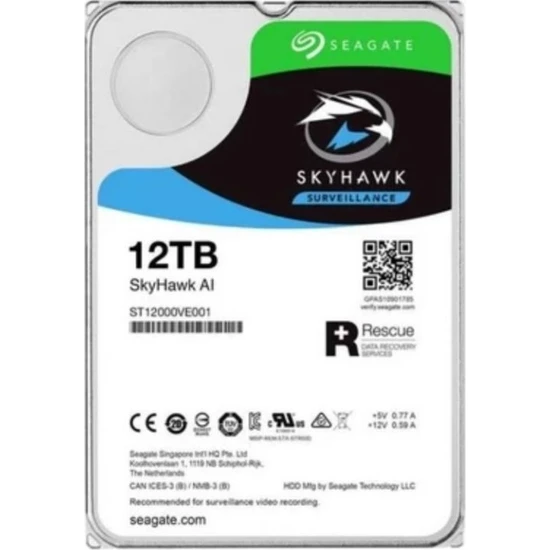 Seagate 3.5 12 Tb Skyhawk ST12000VE001 Sata 3.0 7200 Rpm 256MB 7/24 HDD ( Distribütör Garantili )