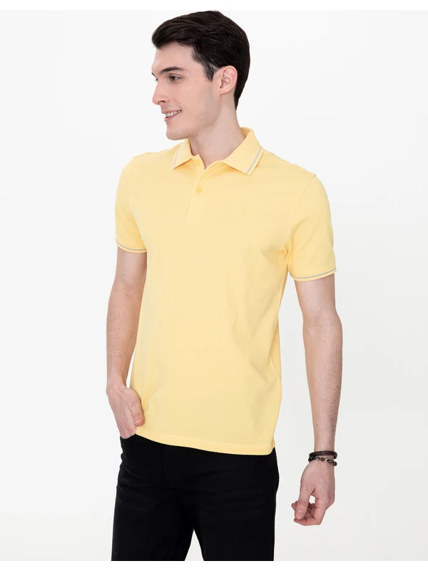 Pierre Cardin Sarı Slim Fit Basict-Shirt 50252448-VR044