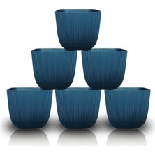 Toxa 6 Adet 0,67 Litre Gece Mavisi Mercan Kare Saksı Küçük Boy Plastik Kaktüs Sukulent Saksısı No2