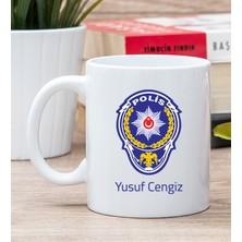 Hediye Dükkanı Kişiye Özel  Polis Logolu Beyaz Kupa Bardak