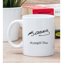 Hediye Dükkanı Kişiye Özel  Atatürk Imzalı Beyaz Kupa Bardak