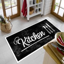 West Home Home Dijital Baskı Yıkanabilir Kaymaz  Taban Mutfak Halısı