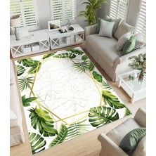 West Home Dijital Baskılı Yıkanabilir Kaymaz Deri Tabanlı Halı