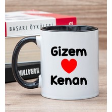Hediye Dükkanı Kişiye Özel  Sevgililere Özel Isim Yazılı Siyah Kupa Bardak
