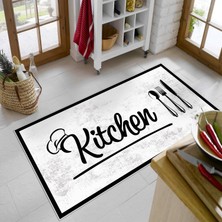 West Home Home Dijital Baskı Yıkanabilir Kaymaz  Taban Mutfak Halısı