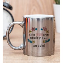 Hediye Dükkanı Kişiye Özel  Bir Tek Annem Olsun Silver Kupa Bardak