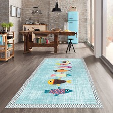 West Home Dijital Baskılı Yıkanabilir Kaymaz Taban Mutfak Halısı