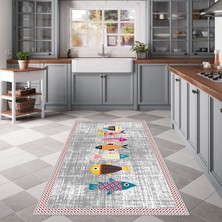 West Home Dijital Baskılı Yıkanabilir Kaymaz Taban Mutfak Halısı
