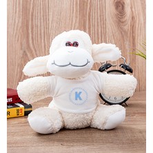 Hediye Dükkanı Kişiye Özel  Mavi Renkli Baş Harf Tasarım Peluş Koyun