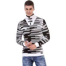 Cipo&Baxx CP245 Fermuarlı Yaka Beyaz Kazak