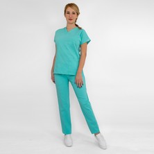 Nur Medikal Giyim Turkuaz Yeşili Likralı Alt Üst Takım