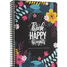 Gıpta Best Notes Sp Sert Kapak Kareli Think Happy Thoughts Defter 17 x 24 cm 120 Yaprak