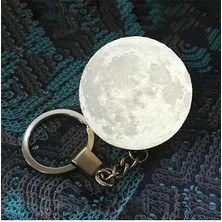 3D LED Anahtarlık Moon Lamba Işıklı Ay Anahtarlık