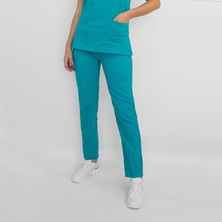 Nur Medikal Giyim Turkuaz Mavi Likralı Pantolon