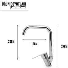 Kustar Krom Mix Kare Delta Borulu Mutfak Evyie Bataryası
