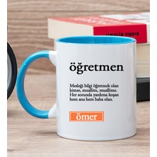 Hediye Dükkanı Kişiye Özel Öğretmen Kelime Anlamı Mavi Kupa Bardak