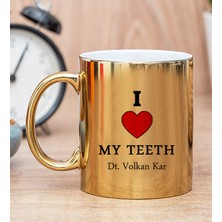 Hediye Dükkanı Kişiye Özel Dişlerimi Seviyorum Gold Kupa Bardak