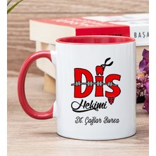 Hediye Dükkanı Kişiye Özel Diş Hekimi Kırmızı Kupa Bardak