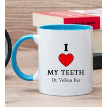 Hediye Dükkanı Kişiye Özel Dişlerimi Seviyorum Mavi Kupa Bardak