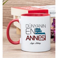 Hediye Dükkanı Kişiye Özel Dünyanın En İyi Annesi Kırmızı Kupa Bardak