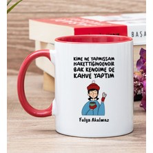 Hediye Dükkanı Kişiye Özel Bak Kendime De Kahve Yaptım Kırmızı Kupa Bardak