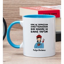 Hediye Dükkanı Kişiye Özel Bak Kendime De Kahve Yaptım Mavi Kupa Bardak