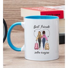 Hediye Dükkanı Kişiye Özel Best Friends Mavi Kupa Bardak