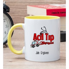 Hediye Dükkanı Kişiye Özel Acil Tıp Teknisyeni Sarı Kupa Bardak