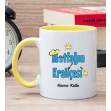 Hediye Dükkanı Kişiye Özel Mutfağın Kraliçesi Sarı Kupa Bardak