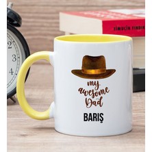 Hediye Dükkanı Kişiye Özel Awesome Dad Babaya Hediye Sarı Kupa Bardak